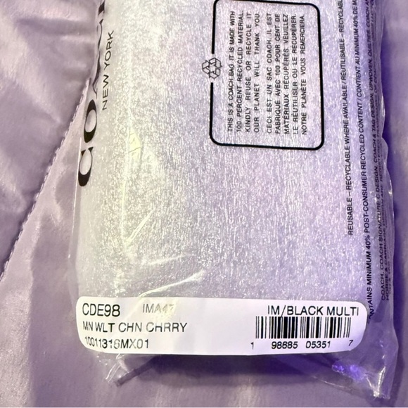 ‼️SOLD‼️Coach Medium Rowan Satchel Bag & Mini Chain Wallet Black Cherry Print - Picture 12 of 12